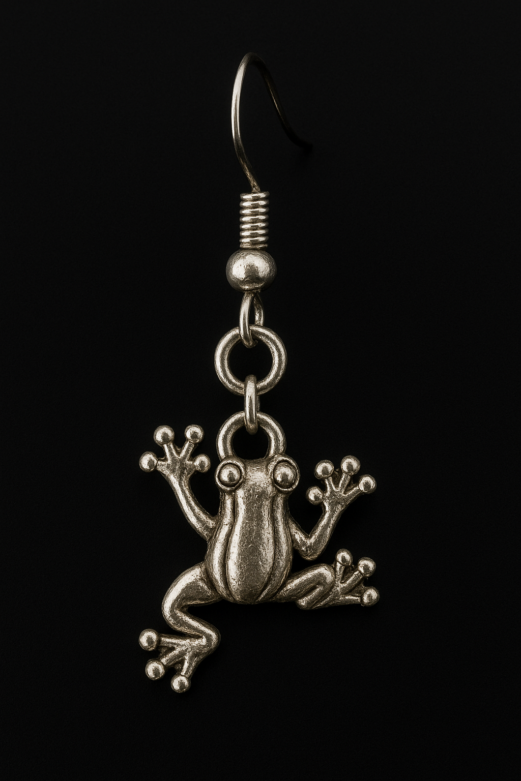 Playful Silver Frog Dangle Earrings | Cute Amphibian Jewelry | Nature & Animal Lover Gift