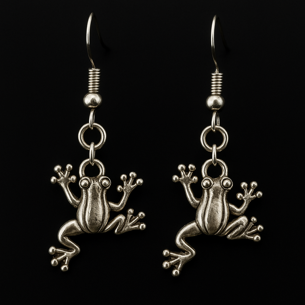 Playful Silver Frog Dangle Earrings | Cute Amphibian Jewelry | Nature & Animal Lover Gift