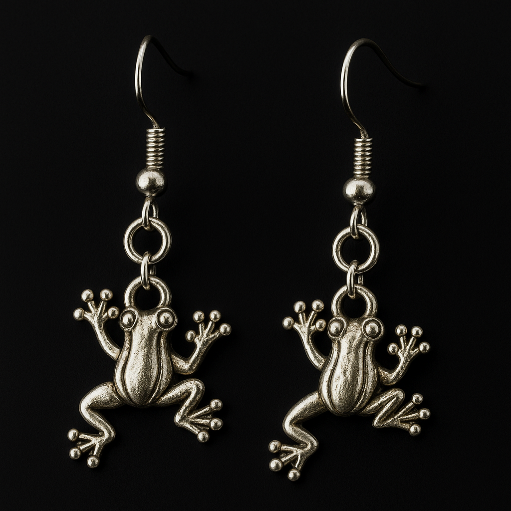 Playful Silver Frog Dangle Earrings | Cute Amphibian Jewelry | Nature & Animal Lover Gift